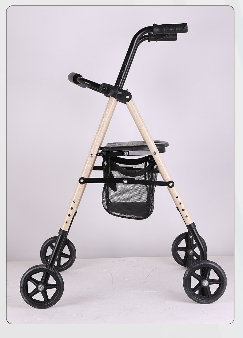 老人助行器手推车可推可坐购物车老年休闲四轮买菜车带座椅小拉车