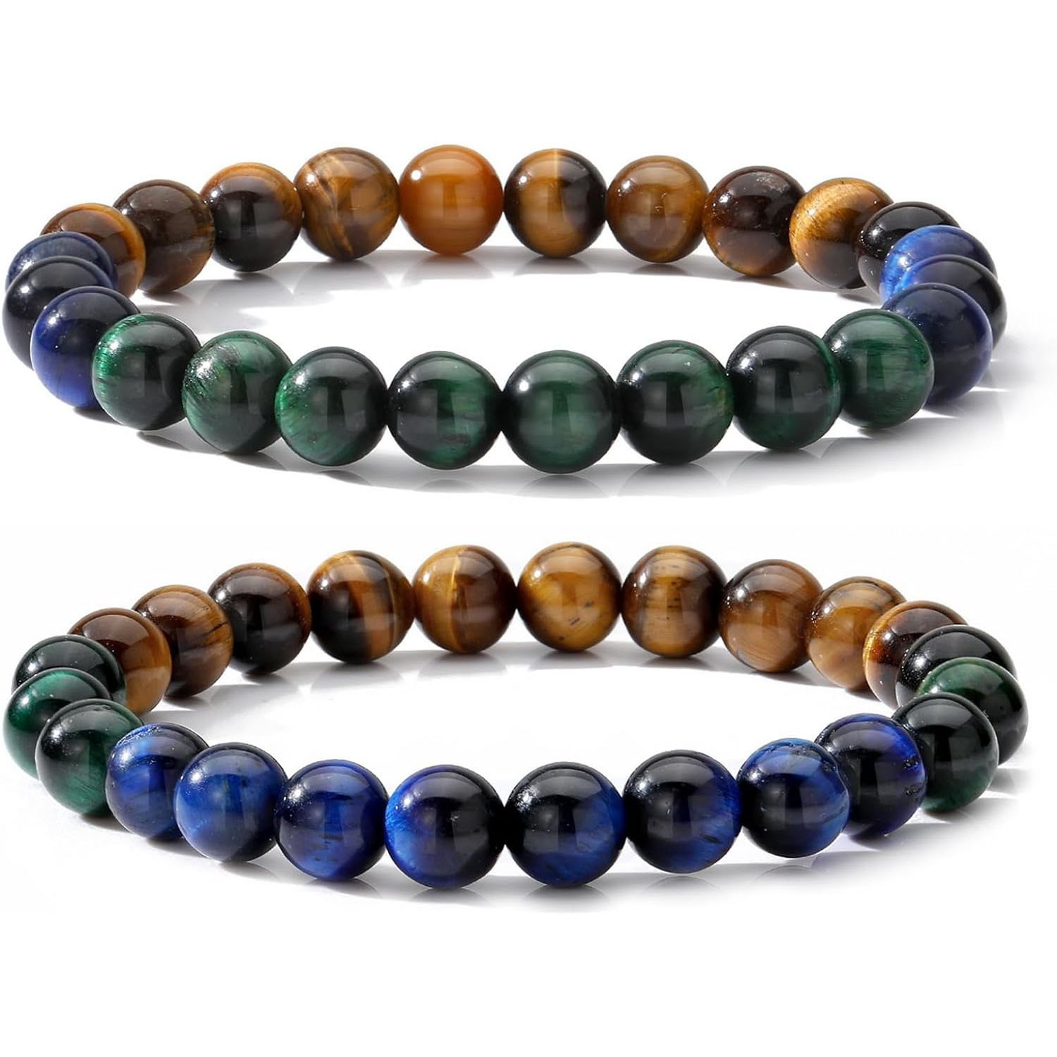 亚马逊爆款 蓝虎眼绿虎眼黄虎眼石头手链 弹力手链手串串珠珠子