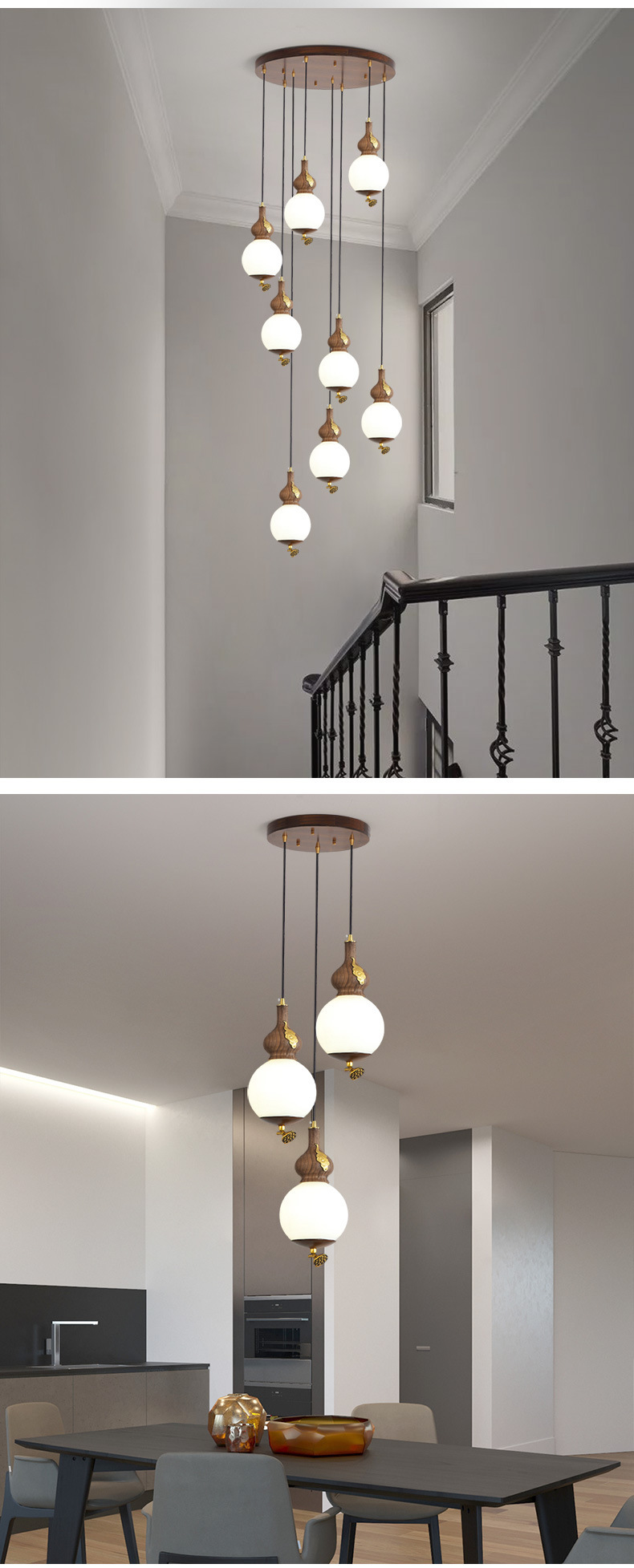 新中式楼梯长吊灯仿古复式楼别墅旋转楼梯间吊灯餐厅中国风灯8105