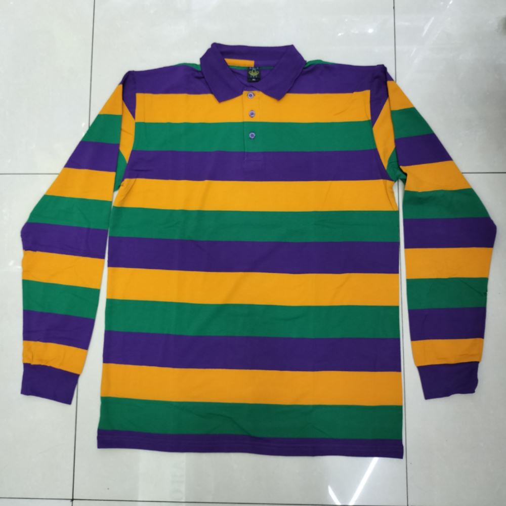 mardi gras t-shirt t-shirt horizontal stripe long sleeve american carnival lapel polo shirt nolas &