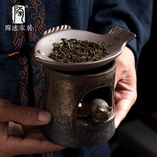 陶迷烤茶器鎏金窑变陶瓷日式家用焙茶器普洱茶叶提香功夫茶具配件