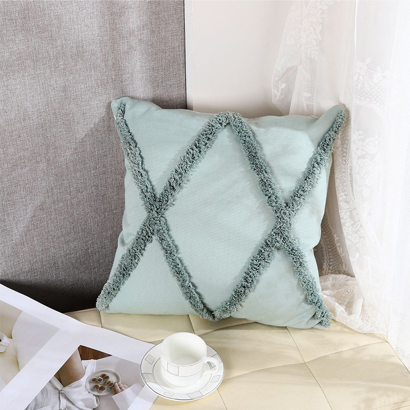 Nordic Stripes Tufted Pillow Cover Living Room Bedroom Square Sofa Cushion Cover Home Bedroom Bedside Lumbar Cushion Cover