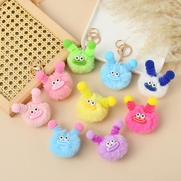 卡通大嘴巴娃娃毛球 diy洞洞鞋鞋扣钥匙扣挂件丑萌公仔毛绒球辅料