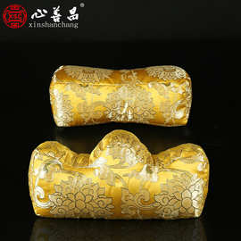 寿枕老人过世寿衣殡葬用品全套白事枕头垫脚男女金色莲花