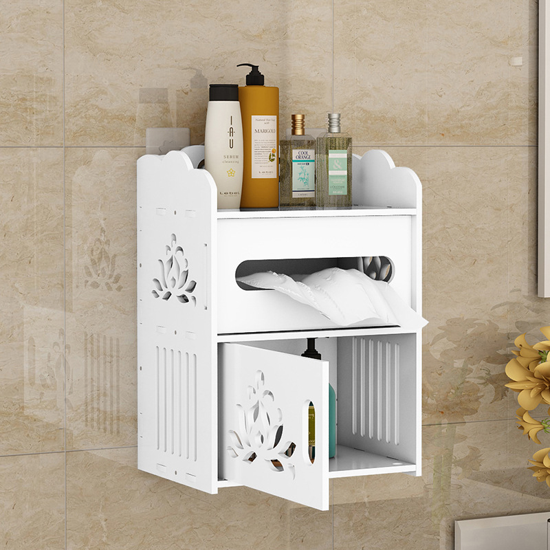 Toilet Tissue Box Wall-Mounted Storage Rack Waterproof Toilet Double-Layer Roll Paper Punch-Free Toilet Tissue Storage Box