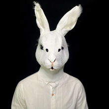 兔子头套毛绒拍照表演直播道具男士兔先生搞怪耳朵流氓兔动物面具
