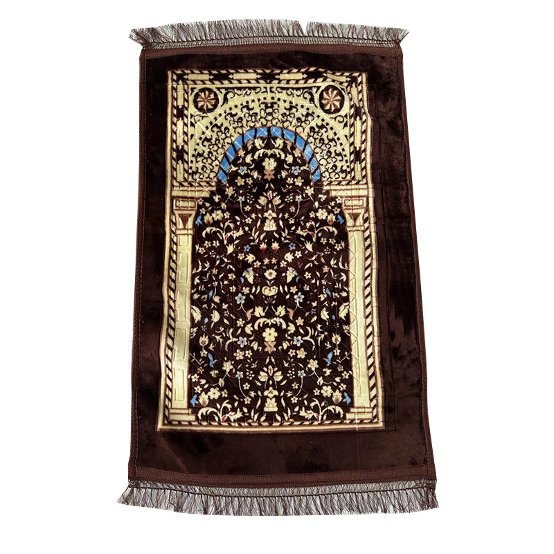 Worship Mat Musilin Qibla Mat Middle East Prayer Mat Cross-Border Warp Knitting Tassel Prayer Mat Turkish Blanket Prayer
