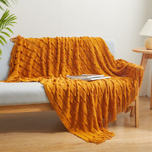 北欧百叶针织毛线沙发毯子纯色床尾毯床搭沙发毯搭巾休闲午睡盖毯