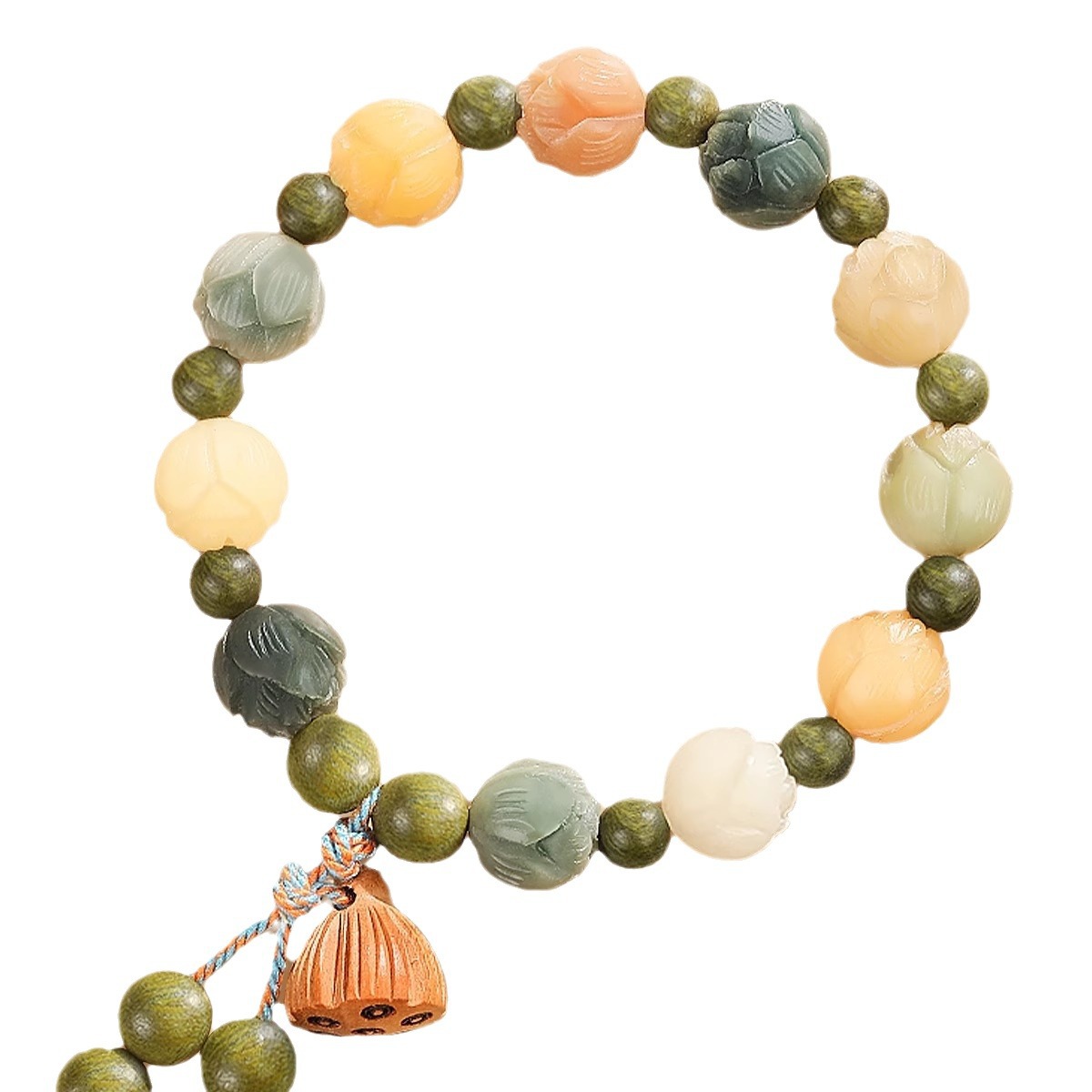 Water Plants Agate God of Wealth Lotus Bodhi Root Bracelet White Jade Bodhi Women's Safe Girlfriends Duobao Rich Flower Bracelet