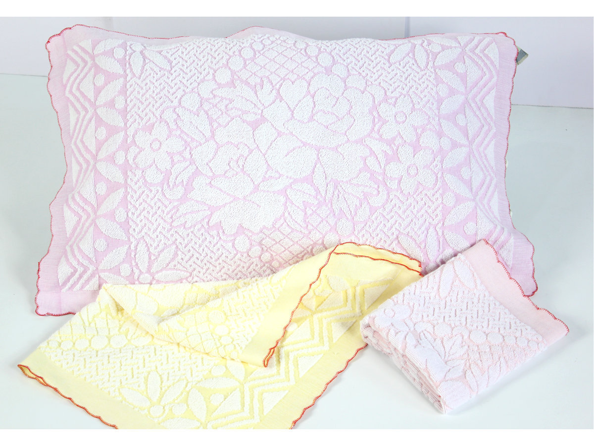 7mem批发全新纯棉上海老式复古枕巾凹凸提花月牙边少数民族包