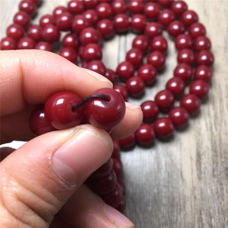 白玉菩提根老型桶朱砂供菩提子男女款手串手链项链念珠佛珠108颗