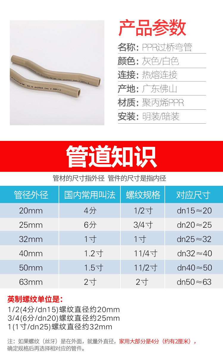 联塑ppr给水管配件4分6分1寸20 25 32热水过桥弯管热熔管材件接头