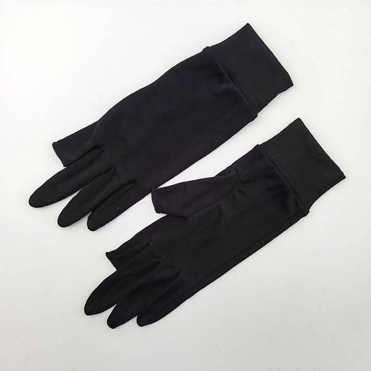 工厂直销桑蚕丝真丝手套触屏黑色加长防晒保湿睡眠手套