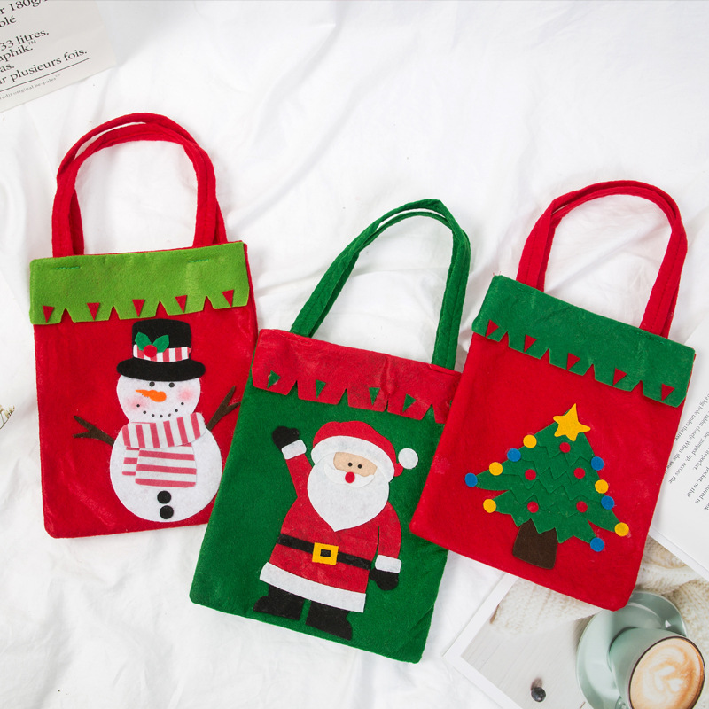 无纺布手提袋圣诞老人手袋礼物礼品袋背包 圣诞装饰品糖果苹果袋