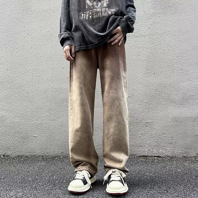 Gradient Jeans Men's Autumn Straight Loose Fashion Brand Ins High Street Pants Wide Leg Retro American Casual Slimming