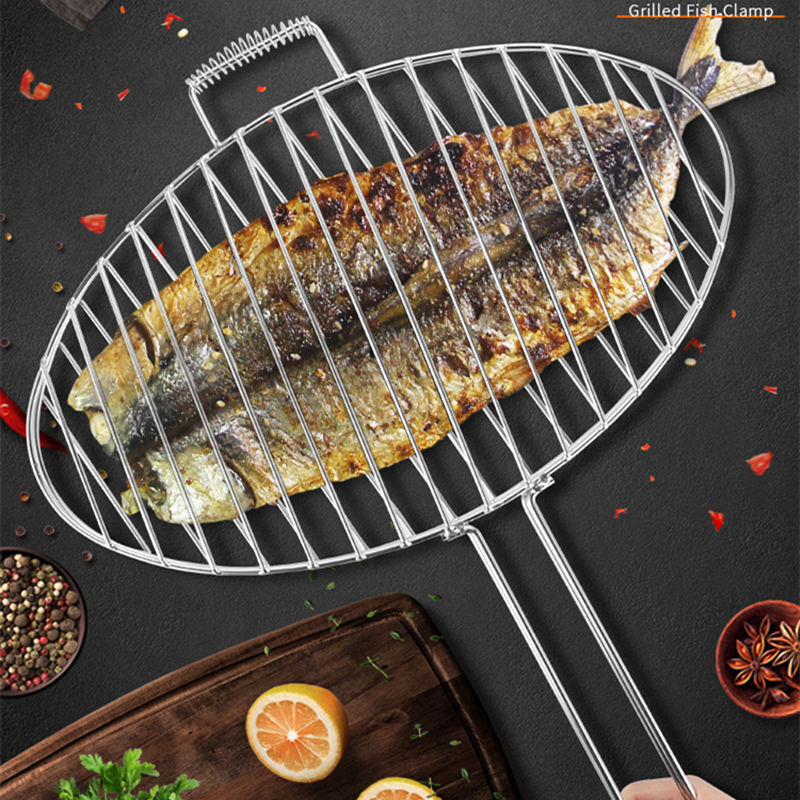 便携式烧烤架烤鱼夹子烧烤用具不锈钢烧烤网网架子烤韭菜篦子商用