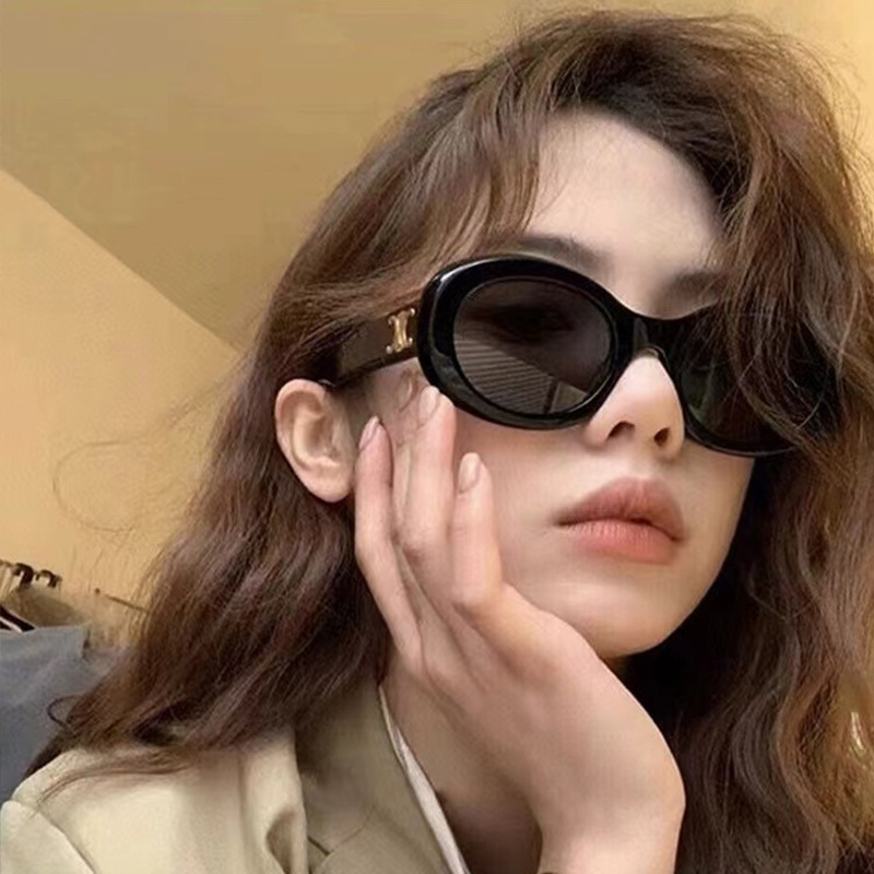 Xiaohongshu Same Style Retro White Sun-Resistant Sunglasses Women's New Trendy Women's Uv Protection High Sense Sun Glasses