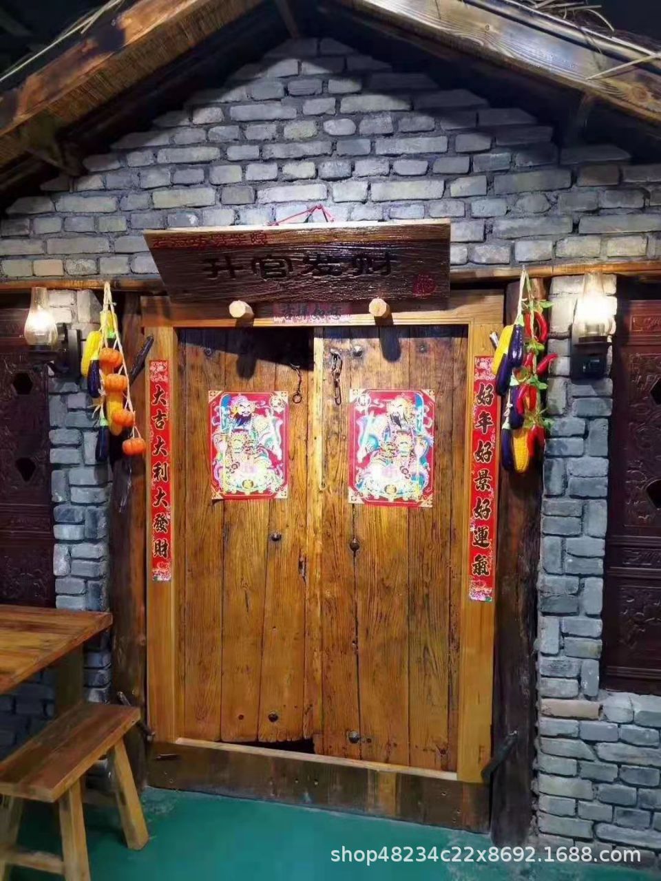 乡村双开大门进户门 旧木头老门板农村庭院实木门自建房入户门