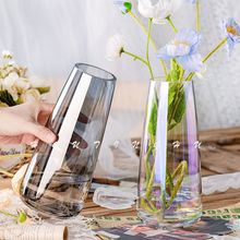 琉璃摆件花瓶简约客厅透明玻璃水养百合插炫彩创意富贵竹餐桌批发