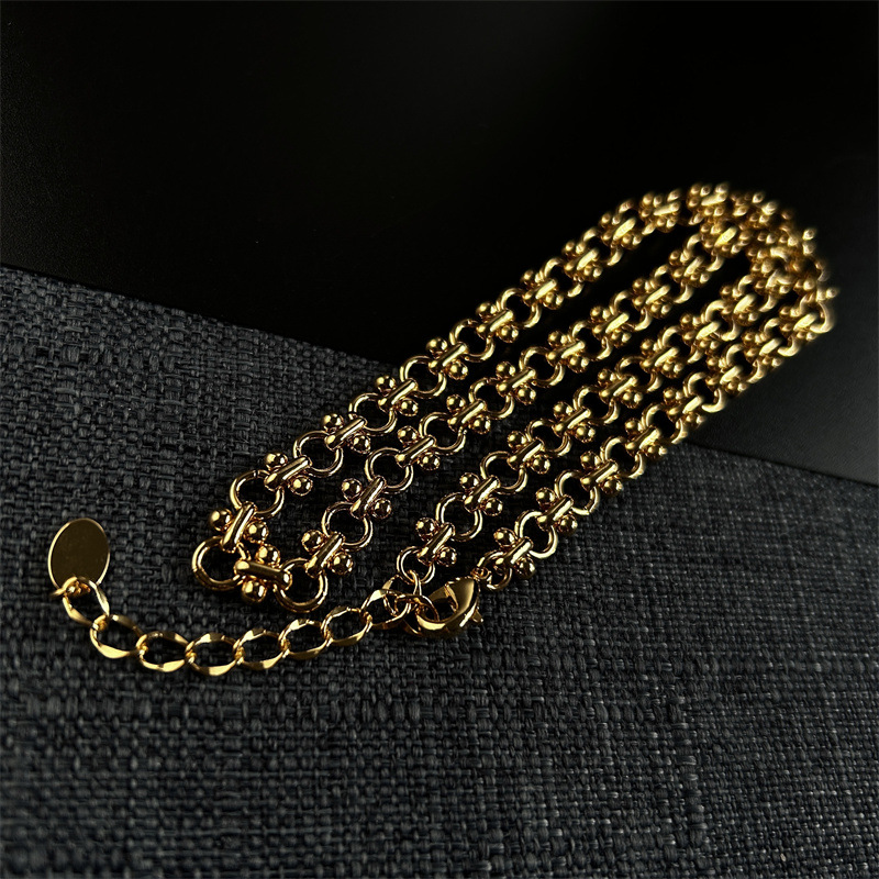 简约时尚质感几何铜链条金属字母项链 锁骨链饰品女-阿里巴巴