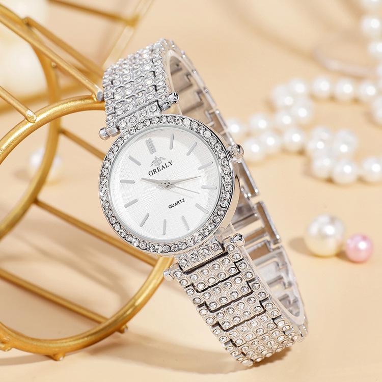 Diamond-Embedded Fashion Women's Watch All-Match Fashion Quartz Watch European and American Style Advanced Women's Watch Light Luxury Factory Direct Sales