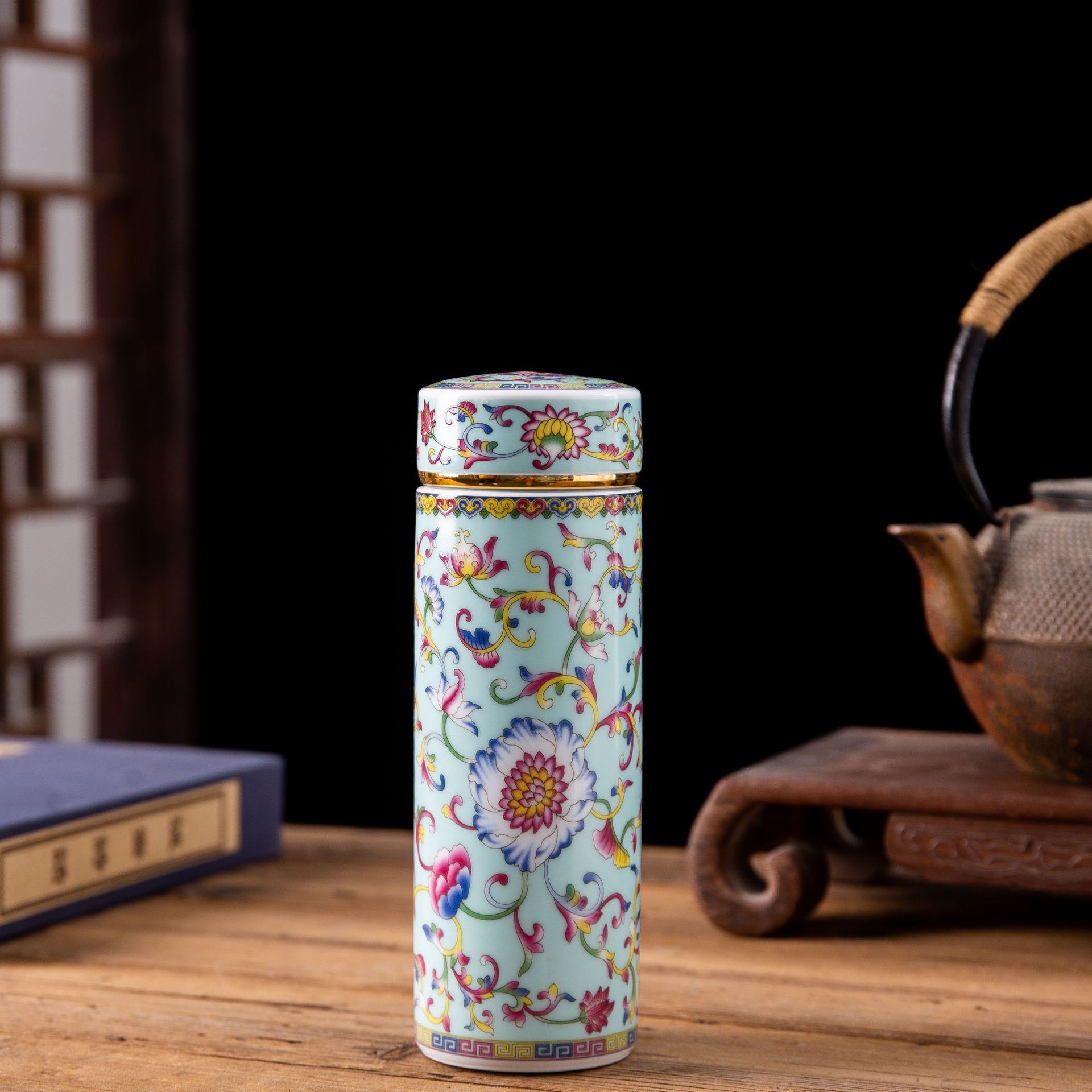 Ceramic Thermos Cup Double Layer with Lid Office Cup Enamel Tumbler Ceramic Business Cup Gift Cup Logo Wholesale