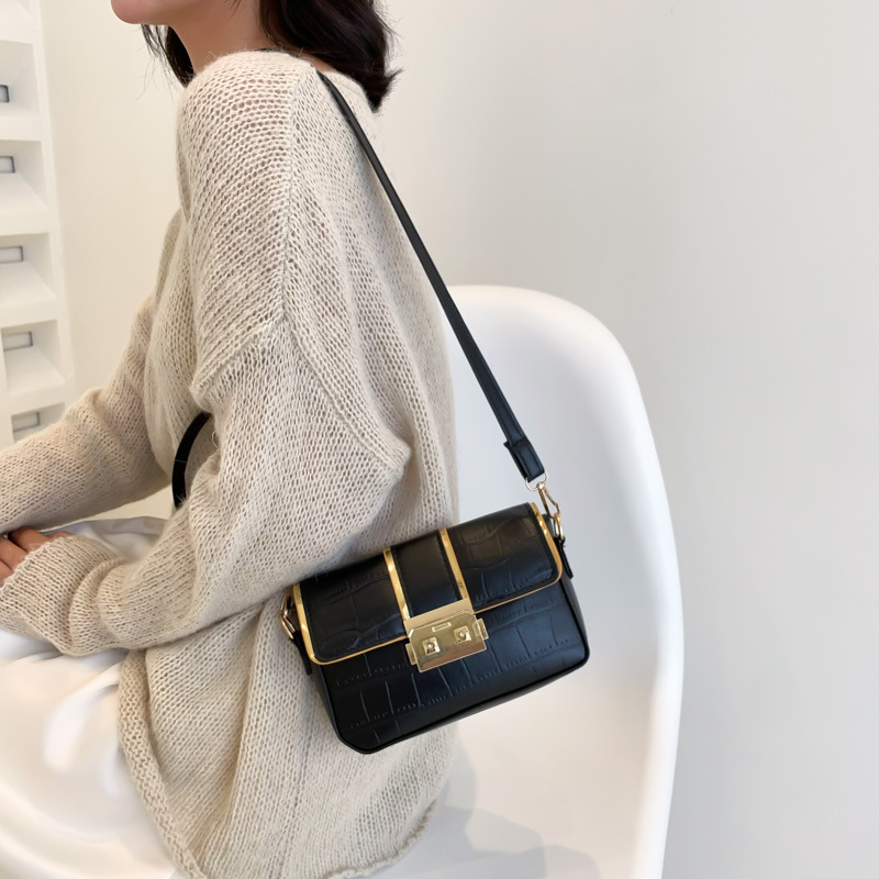 Bag New Women's Bag2022 Fashion Ins Stone Pattern Underarm Small Square Bag Light Luxury All-Match Shoulder Messenger Bag