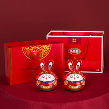 新年创意陶瓷兔子储物罐茶叶罐干果罐带礼盒摆件公司活动伴手礼