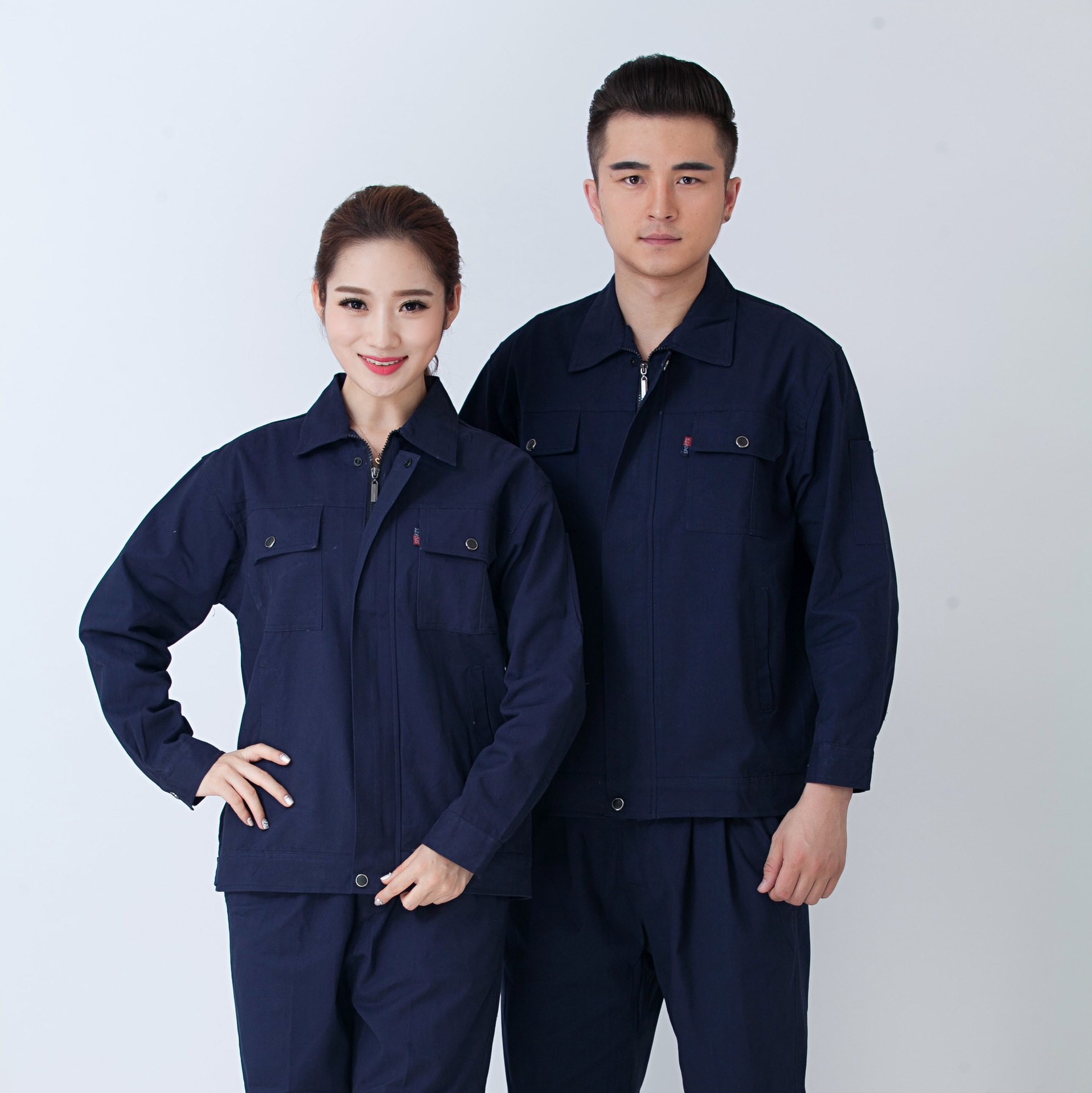 春秋工作服套装男工厂汽修劳保服长袖工人耐穿工装印字工作服批发