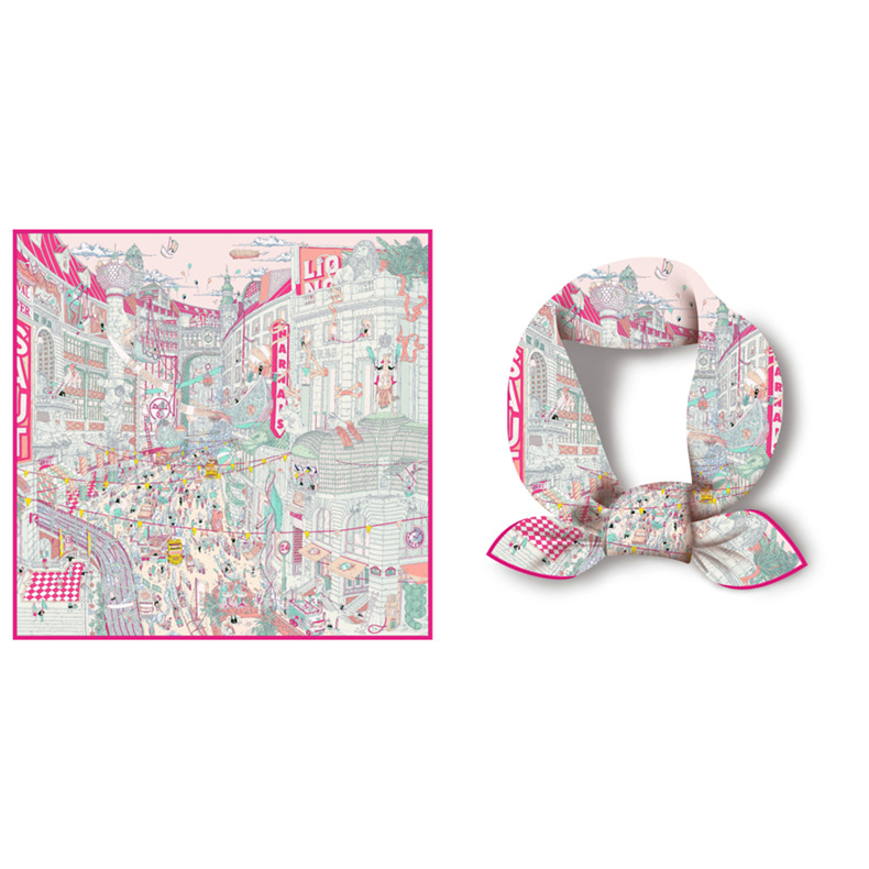 Twill Silk Scarf to Give Mom Mother's Day Scarf Spring French Retro Kerchief Neckerchief Women's Sunscreen Shawl Summer