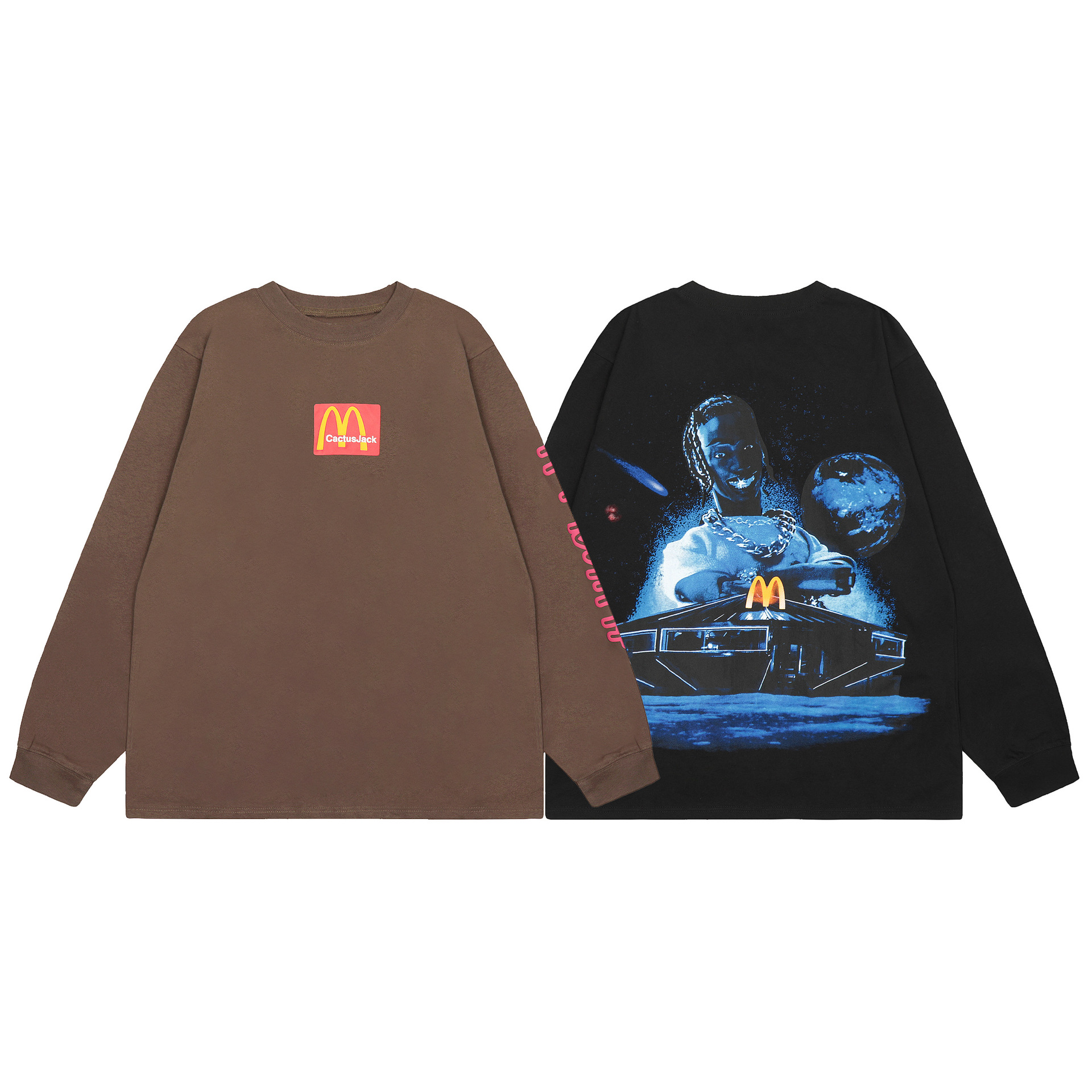 travis scott cactus jack胸前小标m字母印花jw联名长袖t恤打底衫