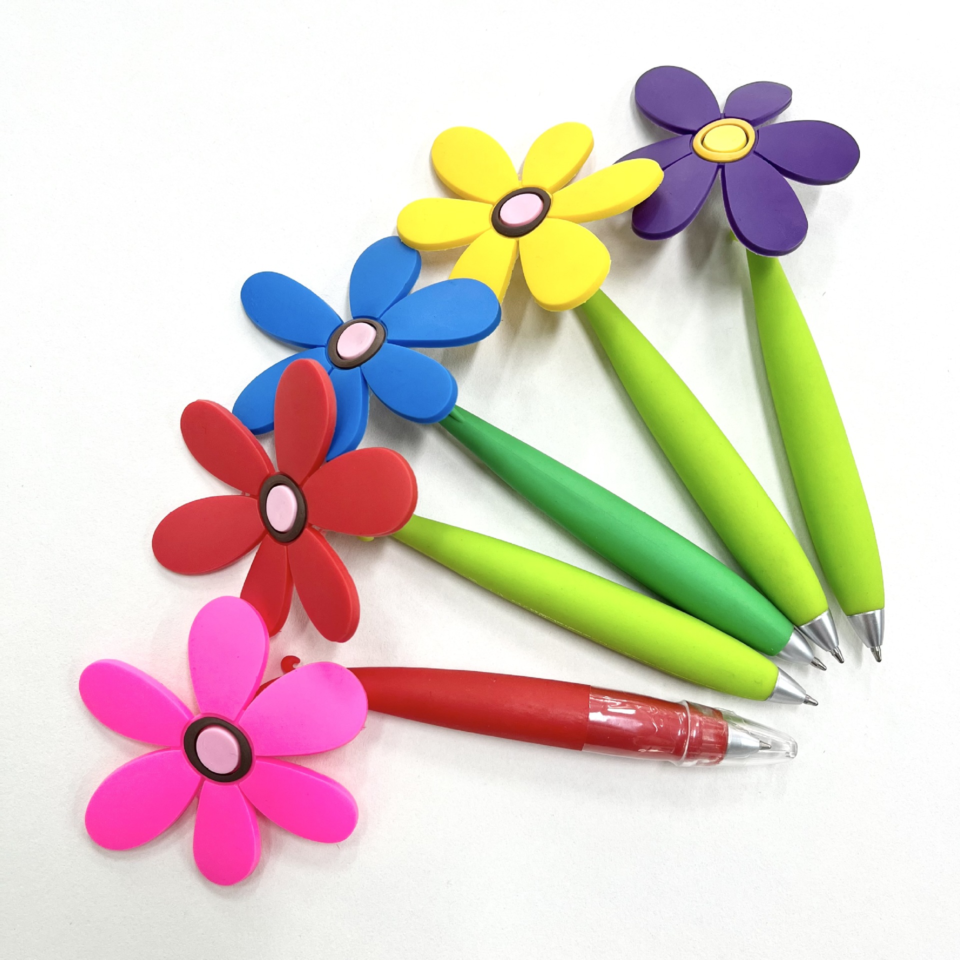厂家促销pvc软胶花朵笔 卡通造型软胶礼品笔 创新可爱花笔批发