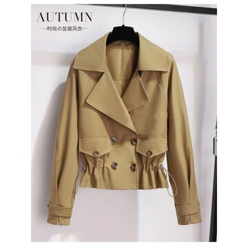 女士春秋外套女新款短款风衣韩版高腰型秋季小个子显高短外套女