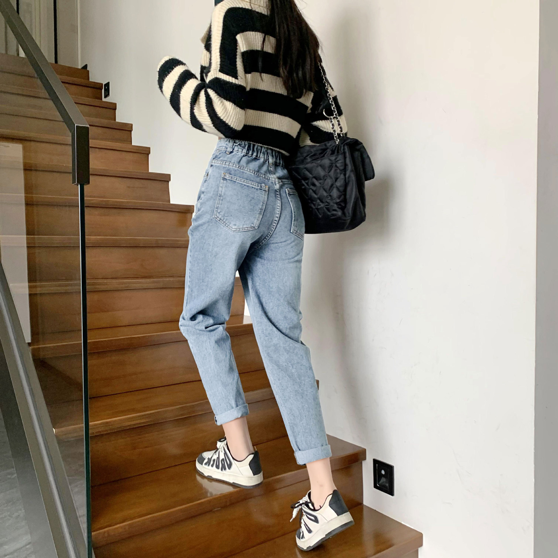 Retro Jeans Women's Pants Spring and Autumn 2022 New High Waist Straight Loose Radish Slimming Harem Jeans