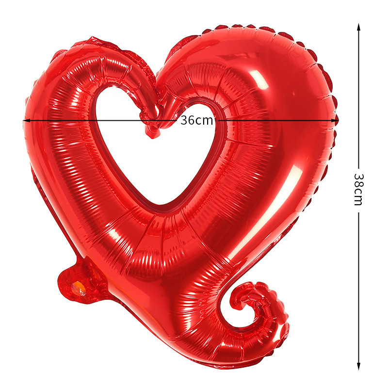 18-Inch Medium Hook Heart Aluminum Foil Balloon Valentine's Day Proposal Wedding Room Wedding Decoration Supplies Hook Heart Aluminum Film Balloon