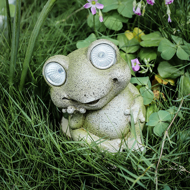 可爱仿真小动物树脂户外工艺品太阳能户外青蛙摆件小花园池塘阳台