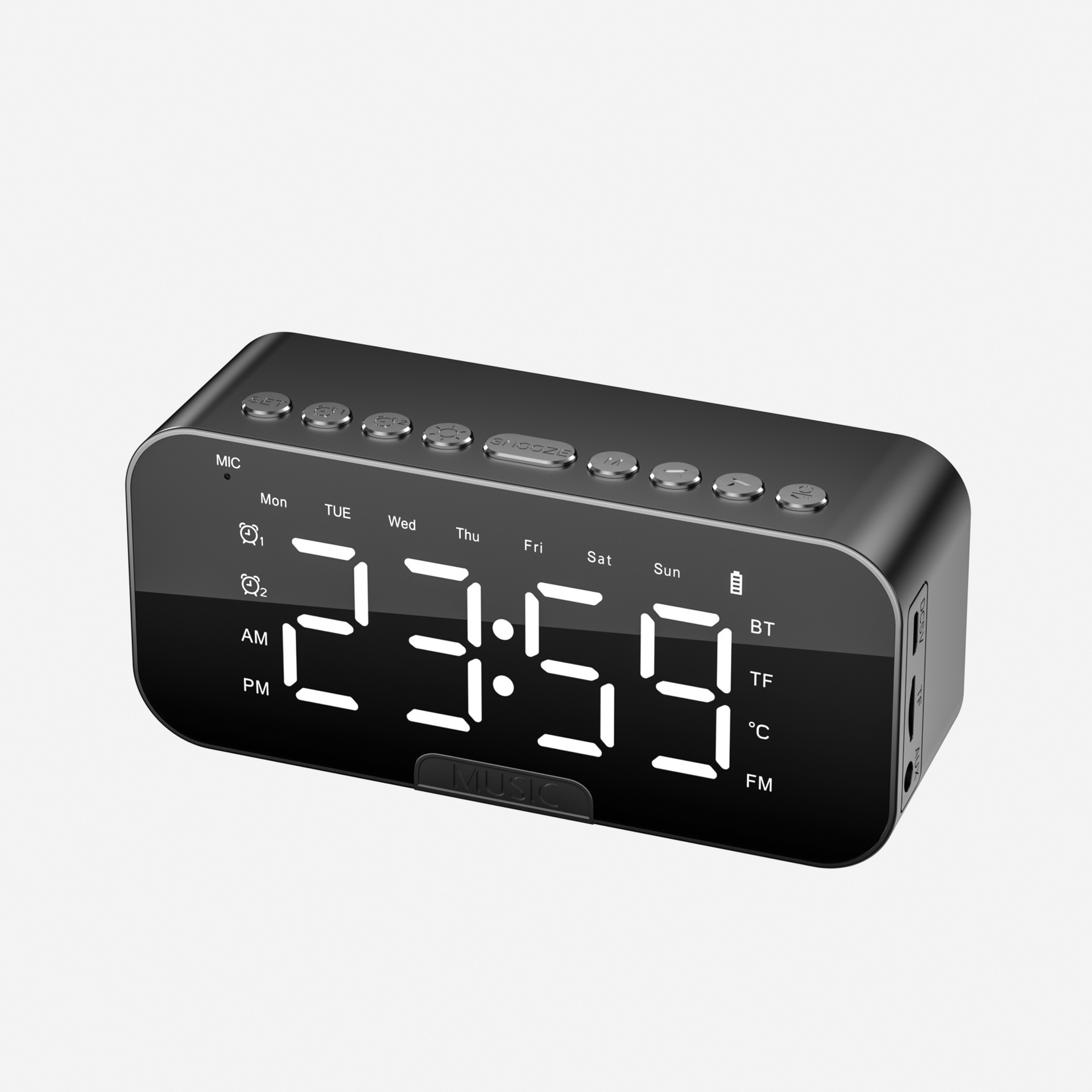 Private Model Bluetooth Speaker P6 Clock Alarm Clock Audio Desktop Gift Card Smart Voice Speaker Factory Direct Sales