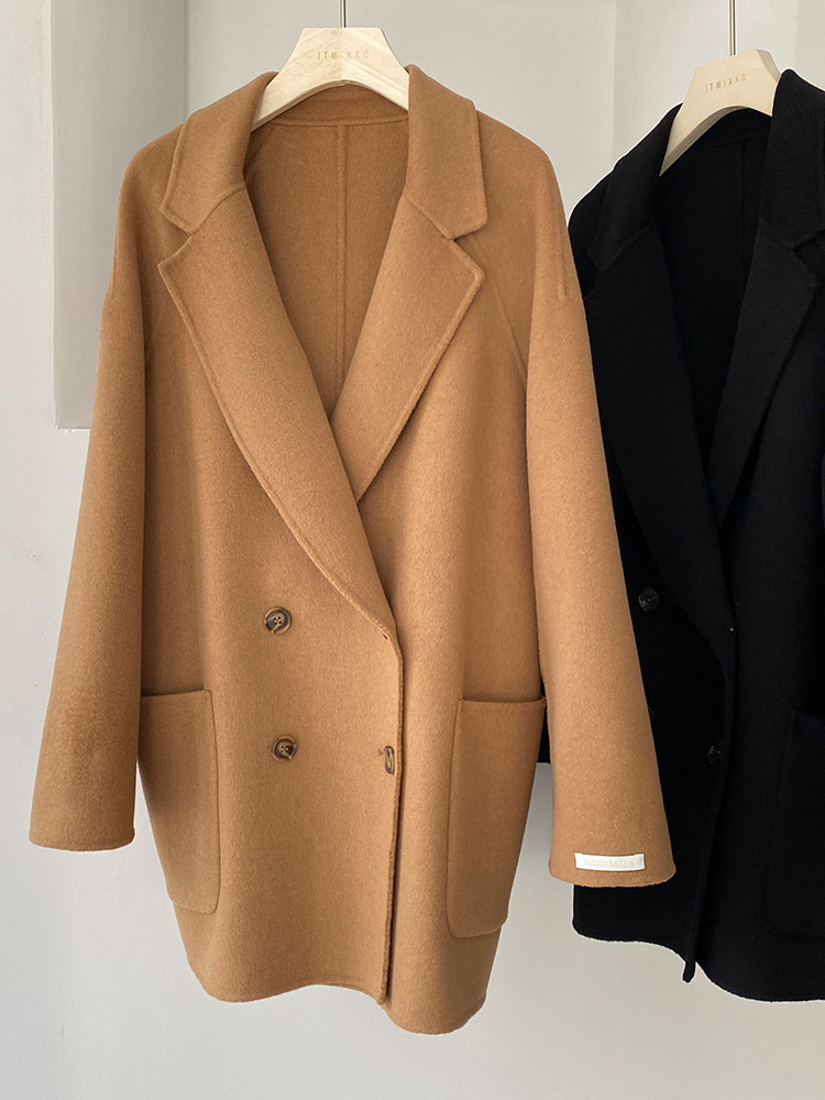 2020秋冬新款 韩国面料双面绒大衣女羊毛外套