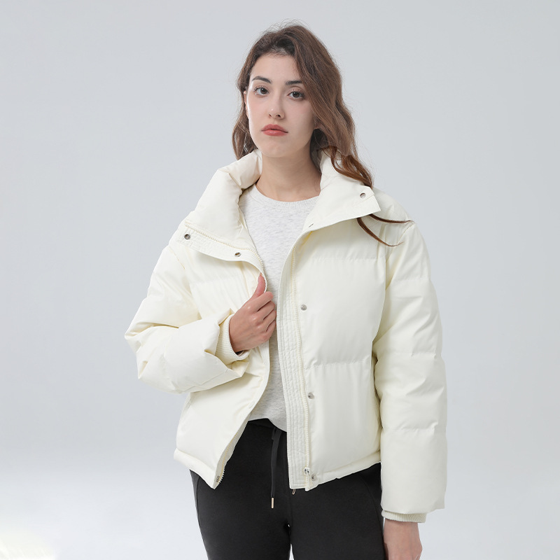 Qcfe New Winter 90 White Duck down Women's Fashion Stand-up Collar Thermal Sports Short Long Sleeve Top down Jacket Women's