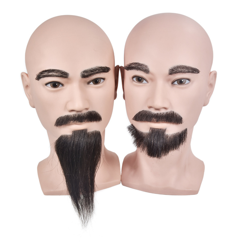 仿真美发头模理发店练习修剪胡子假人头光头可展示帽子眼镜模特头
