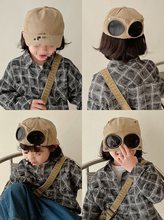 儿童帽子春秋韩版飞行员眼镜帽男女童嘻哈棒球帽鸭舌帽宝宝遮阳帽