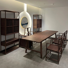 新中式胡桃木实木大板茶桌办公室客厅家用茶台简约轻奢现代感