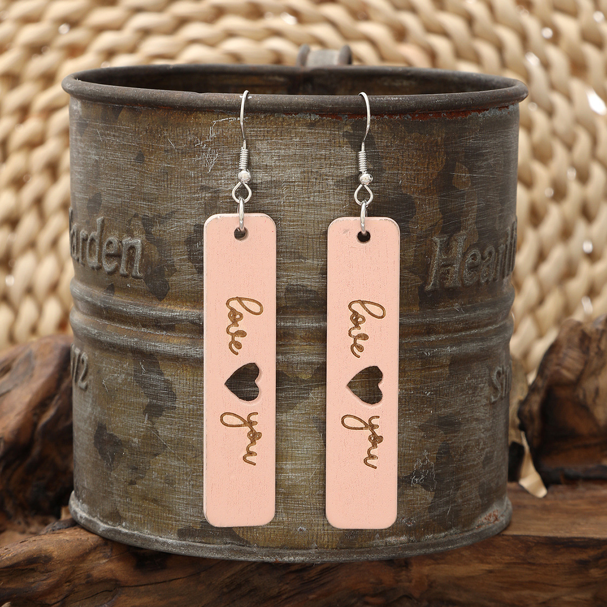 Cross-Border Valentine's Day Wooden Earrings Love English Letter Earrings for Women Amazon Aliexpress