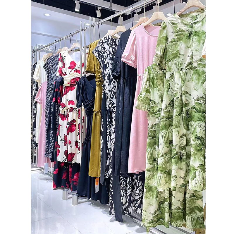 秋芭莎qiubasa品牌撤柜24夏高端奢华明星网红醋酸连衣裙品牌尾货