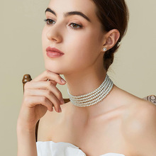 欧美时尚跨境饰品 波西米亚风多层项饰颈链 三层五层小珍珠项链