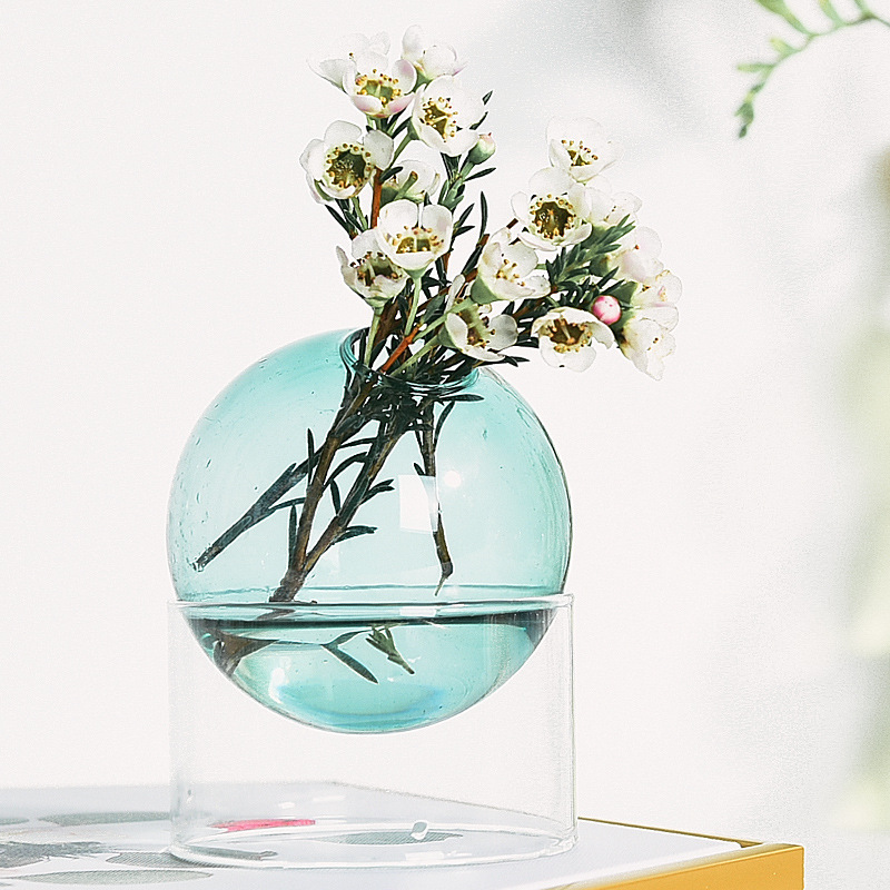 Nordic Instagram Style Colorful Bubble Spherical Glass Vase Living Room Desktop Flower Arrangement Decoration Fire-Free Aromatherapy Bottles Ornaments