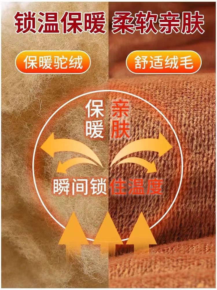 中老年人爸爸冬季棉裤男东北保暖老人裤子爷爷加绒加厚男士驼绒裤