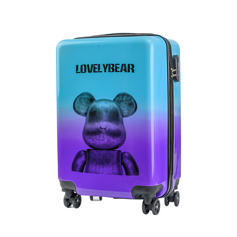 2022 New Gradient Love Bear Luggage Cute Trendy Fashion Trolley Case Outdoor Travel Suitcase