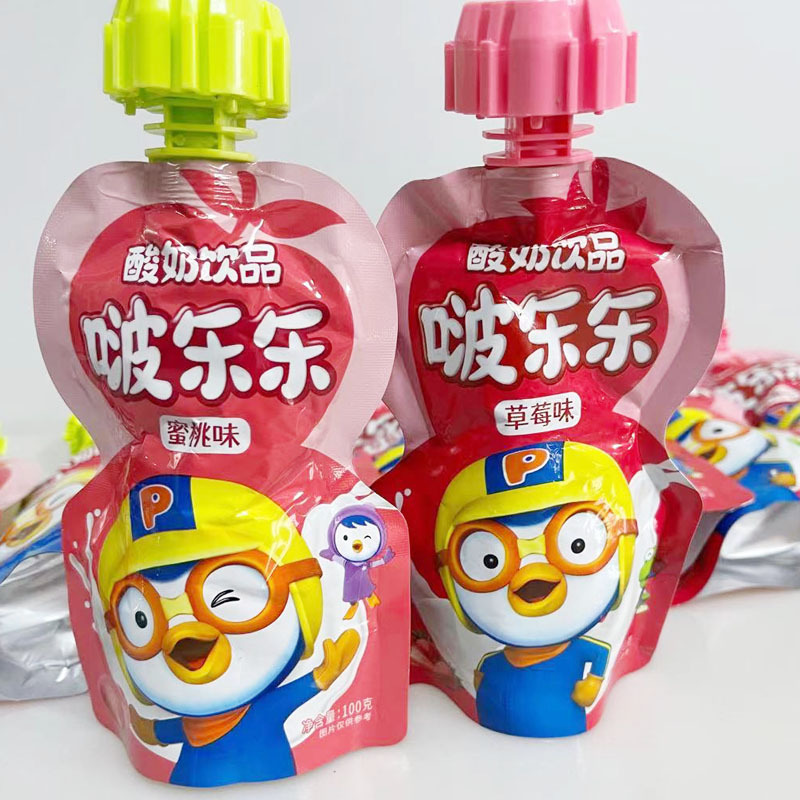 啵乐乐酸奶饮品发酵型草莓味/酸奶/白桃味儿童牛奶整箱100ml*24支