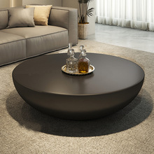 意式极简黑色圆形茶几客厅家用2023新款现代轻奢ins风设计师矮桌